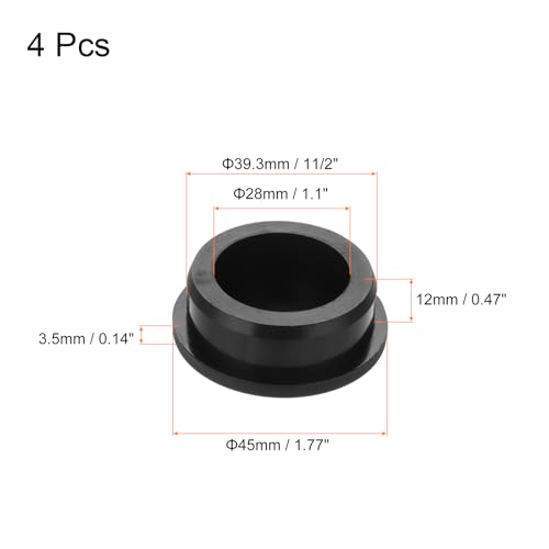 Image of MECCANIXITY 4pcs T-Shaped Silicone Plugs 39.3mm 1-1 /2 Inch Dia Snap in Plug Hole Seal Cover Round Rubber Stopper for Kitchen Rubber Bulkheads Waterproof Sealing Plugs Black