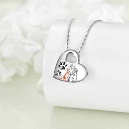 ONEFINITY 925 Sterling Silver Urn Necklace for Ashes Cat/Dog/Owl Ashes Necklace Cremation Jewellery Gifts (dog urn necklace) - Image 4