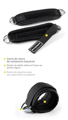 Fitgriff® Tobilleras Poleas Gym V3 (2 Piezas) - Correas Tobillo Gimnasio para Patadas Gluteos, Fitness - Accesorios de Ejercicio - Imagen 4
