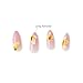 Goldfinger Trendy False Nails Kit, Long Almond Shape Design Nail, Pink & Flower Print, Ready to Wear Gel & Manicure Stick Included, Long-Lasting Convenient & Easy to Apply