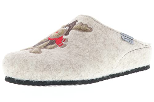 Tofee Damen Hausschuhe Pantoffeln Pantoletten Slipper Naturwollfilz (Elch)...