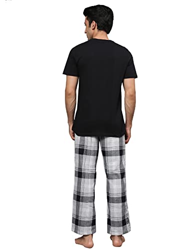 Image of B STORIES Men's 100% Cotton Full Sleeve PJ Set - Checkered Nightwear Set | Soft Loungewear | Comfortable Sleepwear | Stylish Casual Home Wear Shirt & Pant (S-XXL)