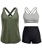 Holipick Black Striped 3 Piece Tankini Swimsuits for Women Tummy Control Bathing Suits Swim Tank Top with Bra Boy Shorts Teen Swimwear L