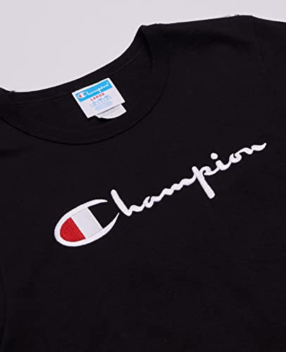 Champion Boys Heritage Short Sleeve Cotton Logo Tee Kids (Heritage Black, Medium) #TOP1
