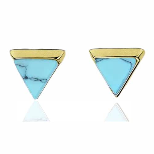 Dainty Minimalist Turquoise Stud Earrings 925 Sterling