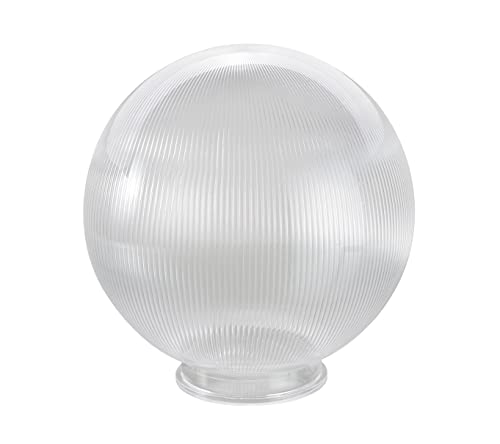Image of Aspen Creative 28002-75-41, 8 inch Clear Prismatic Acrylic Replacement Lamp Post Globe with 3-7 /8 inch Neck