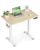 OffiGo Standing Desk, 80cm Small Height Adjustable Desk with 3 Memory Heights, Electric Sit Stand Office Table for Home Office Workstations, Compact Computer Table for Small Spaces, Beige