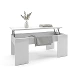 duehome | Mesa de Centro Elevable, Medidas: 100 cm (Largo) x 50 cm (Ancho) x 45-56 cm (Alto)