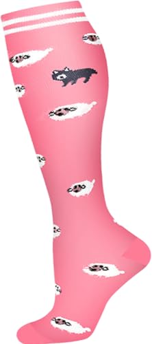 Image of Women's Knee High Compression Socks for Running Work Support Nurses Pregnancy Travel,Colorful Over The Calf Socks,#W402