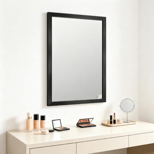 Image of Rectangular Wall Mirror 28x20 Inch Bathroom Mirror for Over Sink, Black