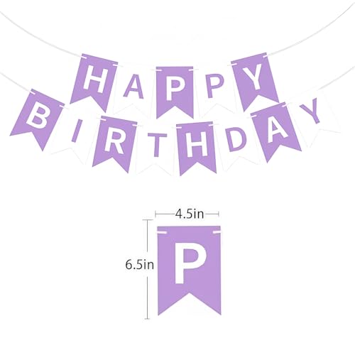 Image of Happy Birthday Banner Birthday Party Supplies (Purple White)