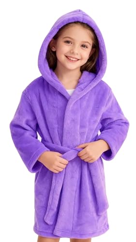 Opiniones y reviews de Batas y albornoces para Bebé , listamos los 10 mejores. 36 DNggAND - Albornoces para niños y niñas, batas de baño de felpa suave de forro polar coral con capucha para niños, Lavanda púrpura, 7-8 Años