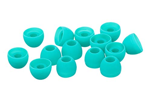 Xcessor Silicone Earbuds 7 Pairs (Set of 14 Pieces). Compatible with Most in Ear Headphone Brands. Size: Medium, Turquoise