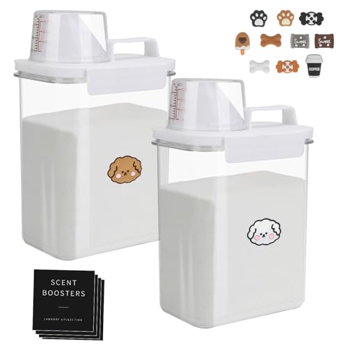 Washing Powder Storage, Laundry Detergent Storage, Pet Food Storage Container, Cereal Storage Containers, Storage Containers for Laundry Room, Bathroom, Kitchen Organisation, Pack of 2 (1800ML)