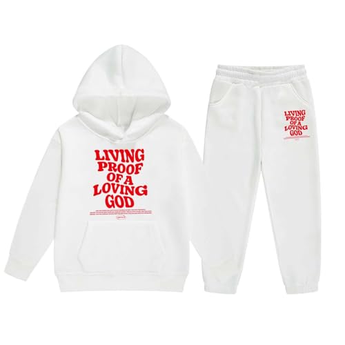 Living Proof of A Loving God 2 Piece Tracksuit Bible Verse Sweatshirts and Sweatpant Long Sleeve Clothing Sets