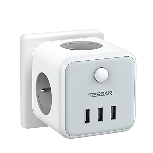 TESSAN Multiprise Murale 3 Française avec 3 Ports USB, 6