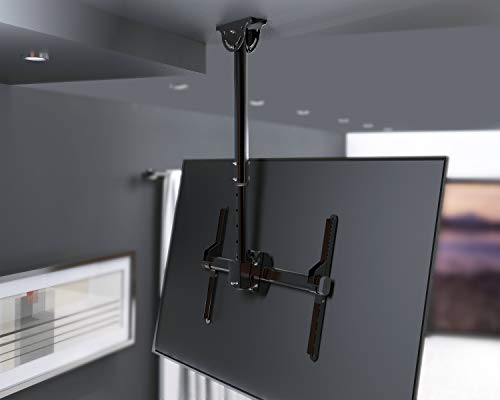 Promounts Ceiling Tv Mount, Hanging Swivel Tv Mount Bracket For Flat/Curved Displays Fits Most 37-80 Inch Lcd Led Oled Tvs, Tv Pole Mount For Flat/Sloped Ceiling, Max Vesa 600X400Mm #TOP6