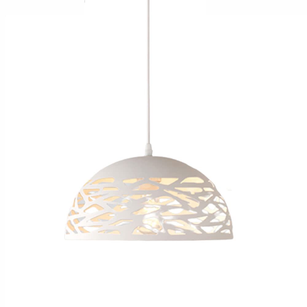 Lampe suspendue rétro E27 en fer blanc lustre ajouré de 30 cm
