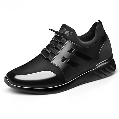 Mens Casual Leather Shoes Slip on Fashion Comfortable Elevator Dress Sneakers Shoes for Men Black Business Walking Shoes