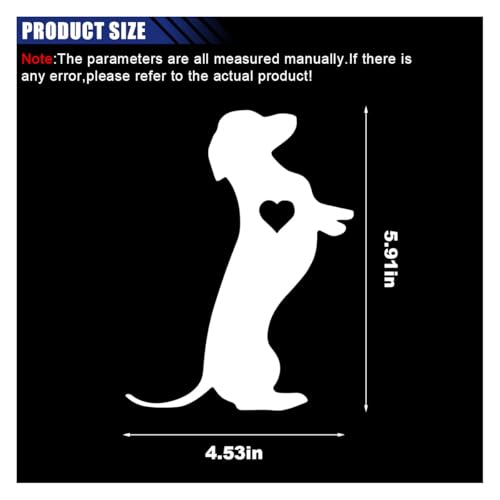 Image of 5.5 inch Dachshund Heart Dog Vinyl Decal, Waterproof Car Bumper Sticker for Car, Truck, Wall, Laptop (White)