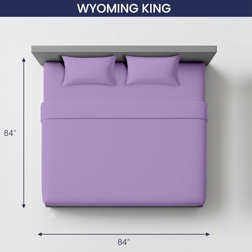 Image of SGI 84 inchx84 inch 4 Pc Emperor /Wyoming King Sheet Set 600 TC 12 inch Deep, Lilac