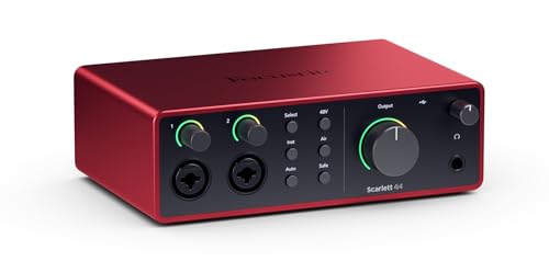 Focusrite Scarlett 4i4 4th Gen USB Audio Interface, for Musicians, Songwriters, Guitarists, Content Creators — High-Fidelity, Studio Quality Recording, and All the Software You Need to Record