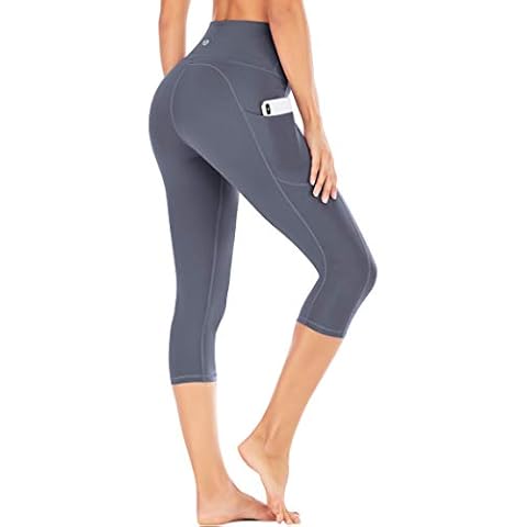 IUGA Capri Leggings with Pockets High Waist Cropped Trousers Yoga Pants Cover