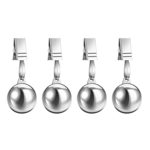 Yamrots Tablecloth Weights Tablecloth Weights Hangers Stainless Steel Balls with Rust-Resistant Clip for Decoration Outdoor Picnic Garden Flag Useful Fixed Fabric Tools at Outside Events (4)