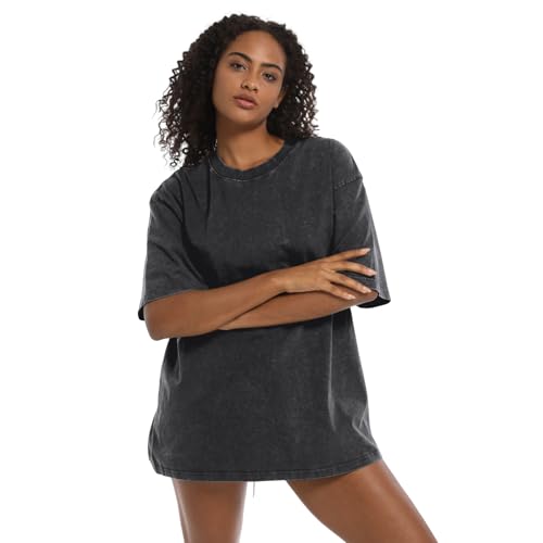 BINTEHGS Oversized Grunge Vintage t Shirts for Women Short Sleeve Cotton Casual Baggy Tees Teens Trendy Crew Neck Loose Tops4