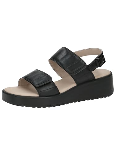 CAPRICE Damen Sandalen mit Keilabsatz aus Leder Wedges, Schwarz (Black Nappa), 40 EU