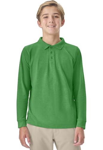 Image of Classroom Uniforms Long Sleeve Pique Polo T-Shirt for Men and Women CR835X, M, SS Kelly Green