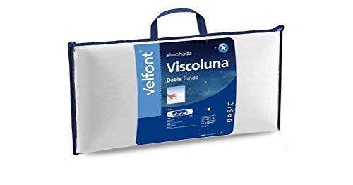Velfont -Almohada viscoelástica Viscoluna con Tejido gofrado de Microfibra Tacto Seda con Cremallera (70 cm)