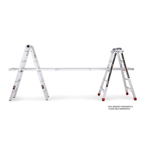 Lift Ladders 22 Foot Reach Adjustable 5 in 1 Multi Position Lightweight Aluminum Step Ladder with Armored J Locks and 375 Pound Capacity, Silver