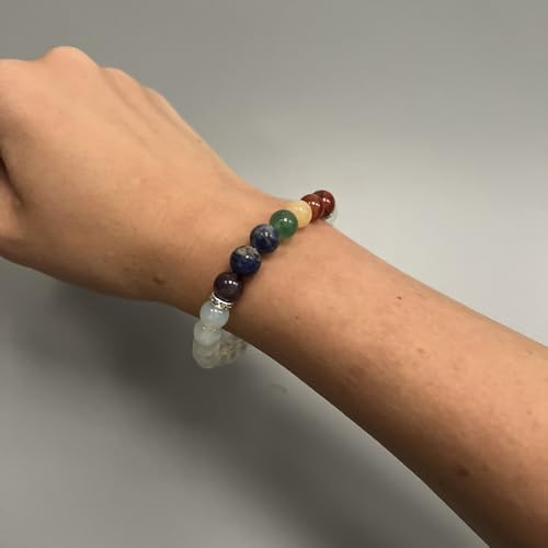 VIE Crystal Bracelet, 7 Chakra Beads, Opalite, Natural - Image 3