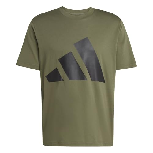 adidas Homme Essentials Big Logo Single Jersey Shirt, Olive Strata/Black, XL