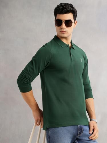 Image of Thomas Scott Men's | Solid | Full Sleeve | Regular Fit | Cotton Blend | Polo Collar | Casual Tshirt