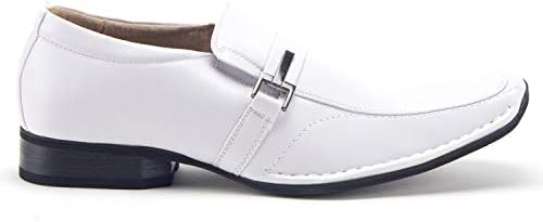 Men's 31192 Classic Square Toe Slip On Moc Toe Loafers Dress Shoes, White, Sz 7.5 | Image 1