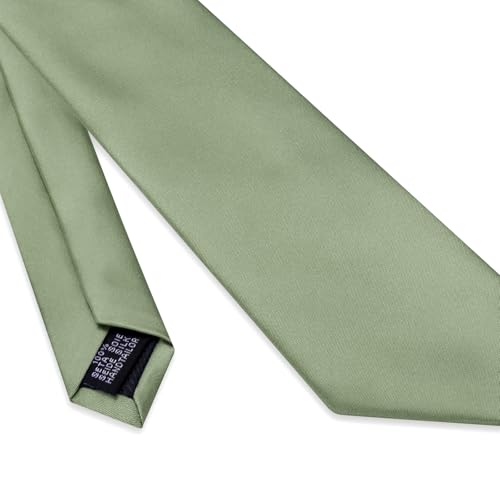 Image of YourTies Skinny Ties for Men Satin 2.4 inch Slim Necktie with Pocket Square Tie Clip Set Solid Color Wedding Party Business