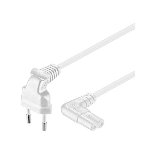 Goobay CEE 7/16 - IEC-60320-C7 - Cable (0,75 m, Macho/Macho, CEE7/16, C7 acoplador, Blanco)