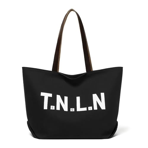 Kraptick Tote Bag – Printed Canvas with Compact Design Casual Shoulder Style Tote Bag for Travel or Grocery Shopping Large Capacity and Lightweight Fashionable and Useful for Daily Use (Black)