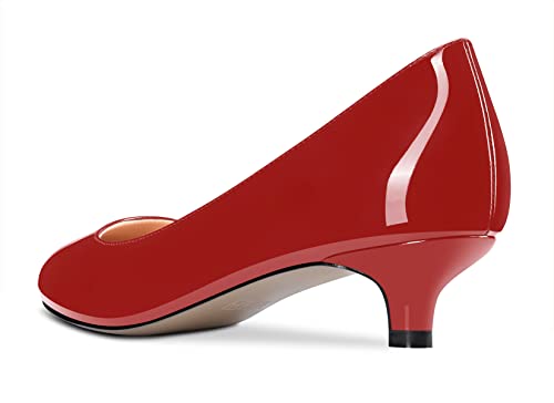 Castamere Women Kitten Stiletto Low Heel Round Close Toe Basic Pumps Slip-on Classic Cute Dress Shoes3