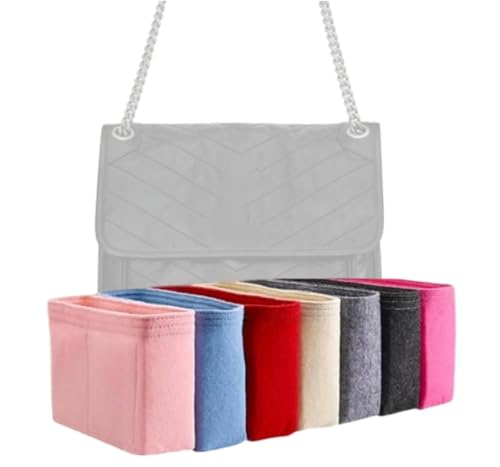 Xoppia Bag Organizer compatible with YSL Niki Medium chain bag.(Black, Style B: Side Zipper)