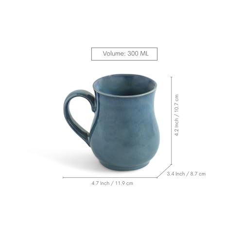 Image of ExclusiveLane 'Belly Pot' Ceramic Coffee Mugs Set of 2 (Set of 2, 300 ml, in Gift Box, Microwave Safe, Hand Glazed) | Ceramic Coffee Mug Coffee Cup Set of 2 Tea Mugs Set Tea Cups Ceramic Mugs