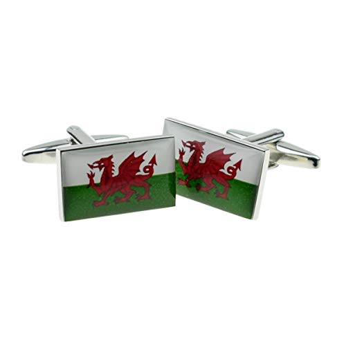 Mancuernillas para hombre con bandera galesa miniatura 1