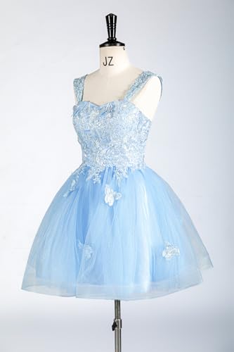 Tulle Short Flower Girl Dresses 3D Butterfly Homecoming Dresses for Teens Lace Applique Formal Dress for Girls4