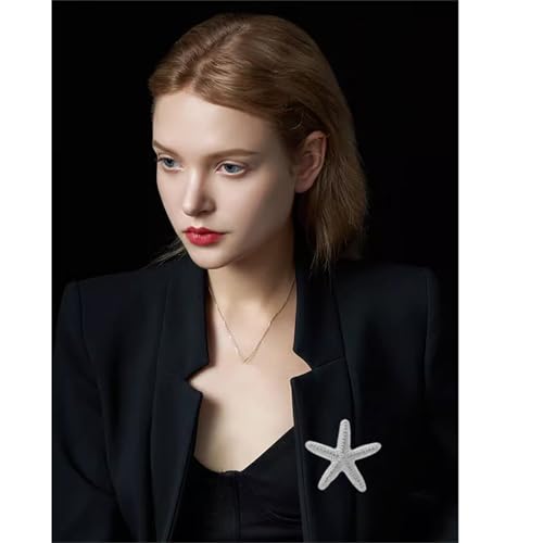 Image of Charm Starfish Brooch Pin for Women Fashion Chunky Plated Gold Sea Star Lapel Pin Summer Ocean Beach Jewelry Gifts