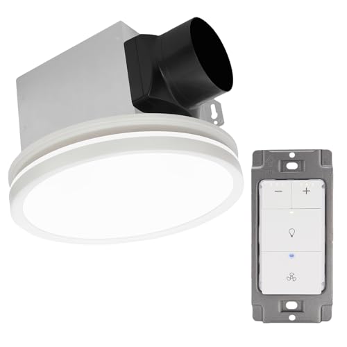 Ventilador Extractor de Baño Akicon con Luz, 80CFM, 2.0 Sones, Interruptor Dimmer, Luz LED 3CCT y Luz Nocturna, Certificado UL/HVI, Blanco miniatura 1