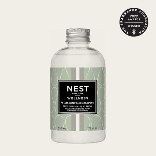 NEST New York Wild Mint & Eucalyptus Reed Diffuser - 5.9 fl oz, Up to 90 Days Fragrance