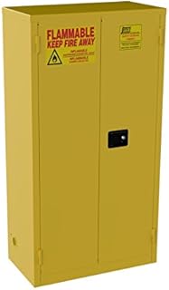 Jamco 44-Gallon Safety Flammable Steel Cabinet for Flammable Liquids, Manual Close Doors, (34-Inch x 18-Inch x 65-Inch), Model BM44, Yellow
