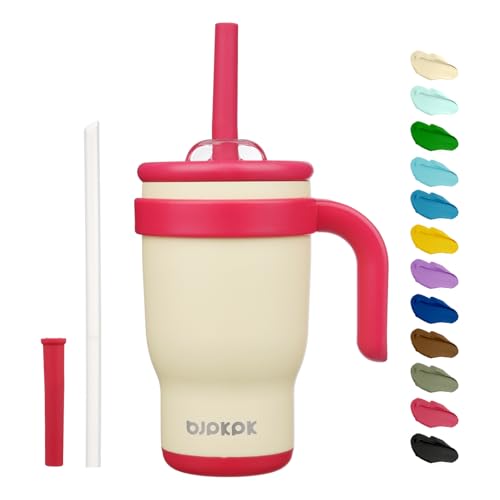 BJPKPK 14 oz Insulated Water Bottle with Handle & Straw, Stainless Steel